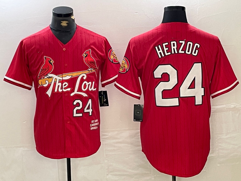 St Louis Cardinals #24 Whitey Herzog Red 2024 City Connect Limited Stitched Baseball Jersey baseball jersey product view 1