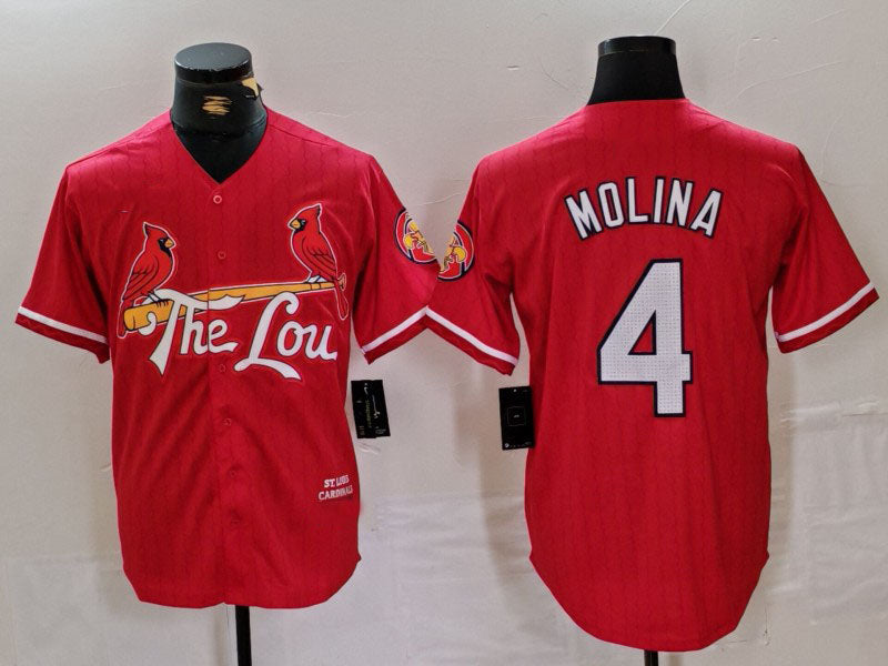 St Louis Cardinals #4 Yadier Molina Red 2024 City Connect Stitched Baseball Jersey baseball jersey product view 1