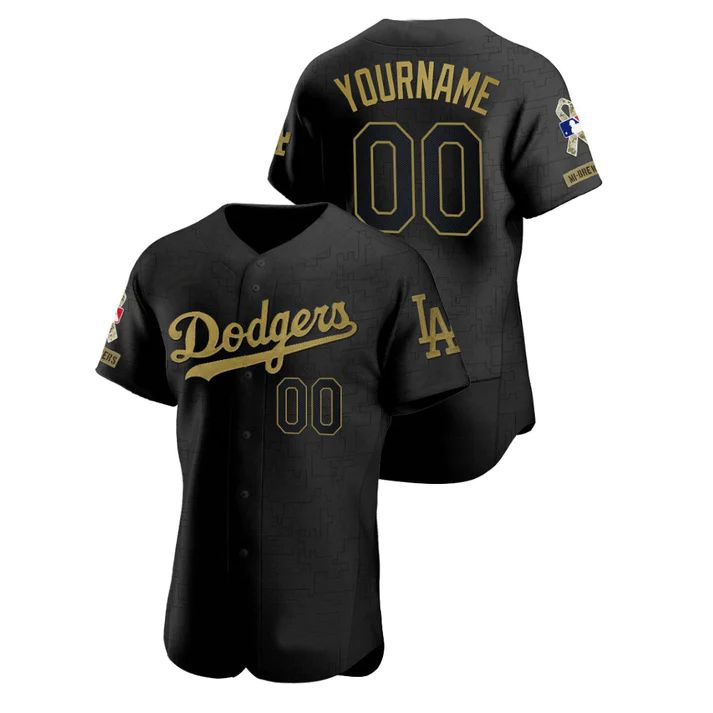 Custom Los Angeles Dodgers Stitched Black Salute To Service Jersey Baseball Jerseys baseball jersey product view 1