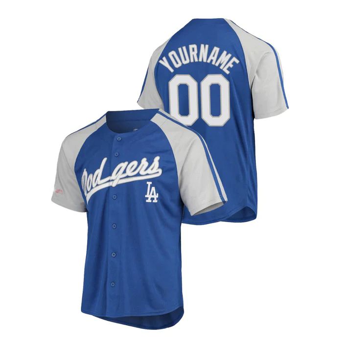 Custom Los Angeles Dodgers Stitched Button Down Raglan Jersey Baseball Jerseys baseball jersey product view 1