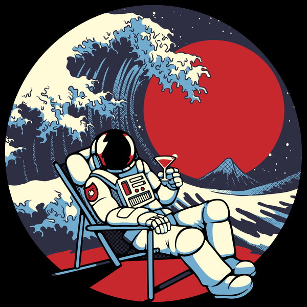 Summertime Kanagawa Astronaut - Adult & Kids T-Shirts, Sweatshirts & Hoodies apparel design preview 1