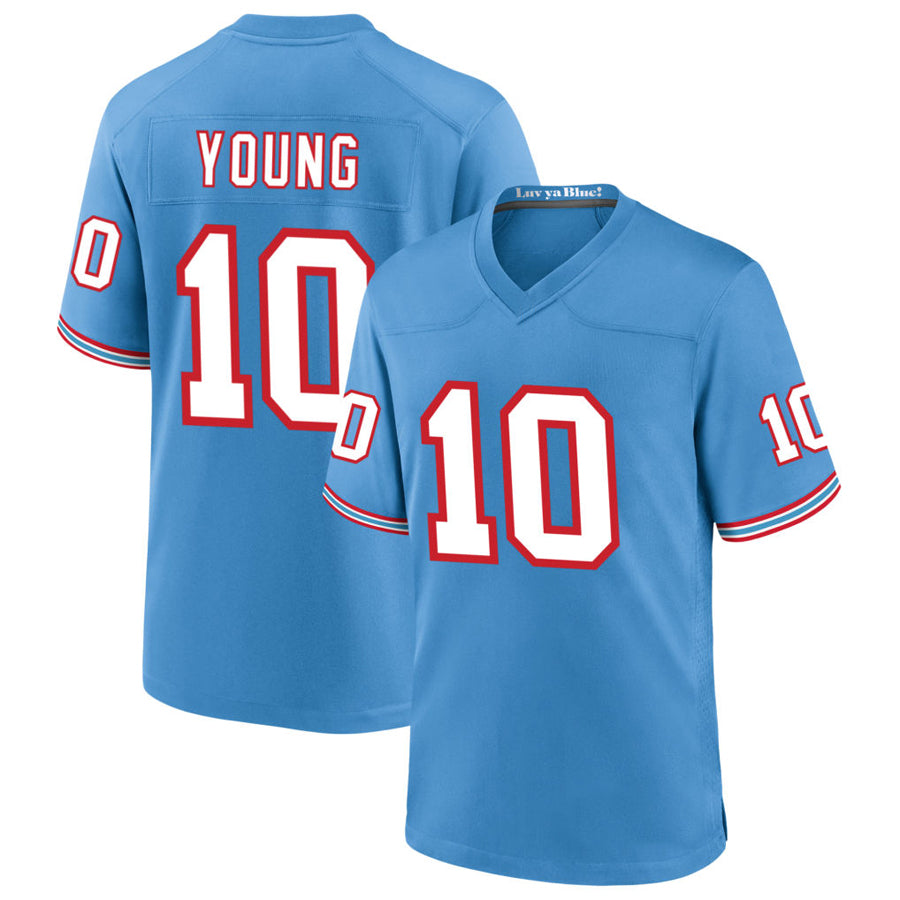 T.Titans #10 Vince Young Player Light Blue Throwback Alternate Game Football Jerseys football jersey product view 1