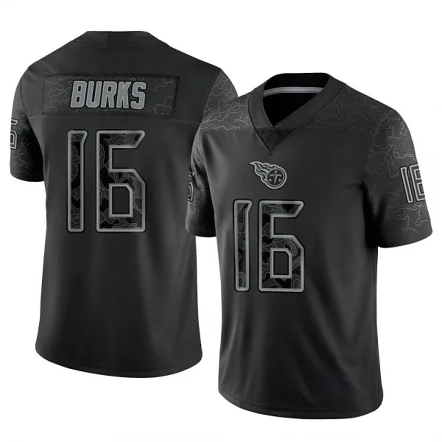 T.Titans #16 Treylon Burks Player Black REFLECTIVE Limited Football Jerseys football jersey product view 1