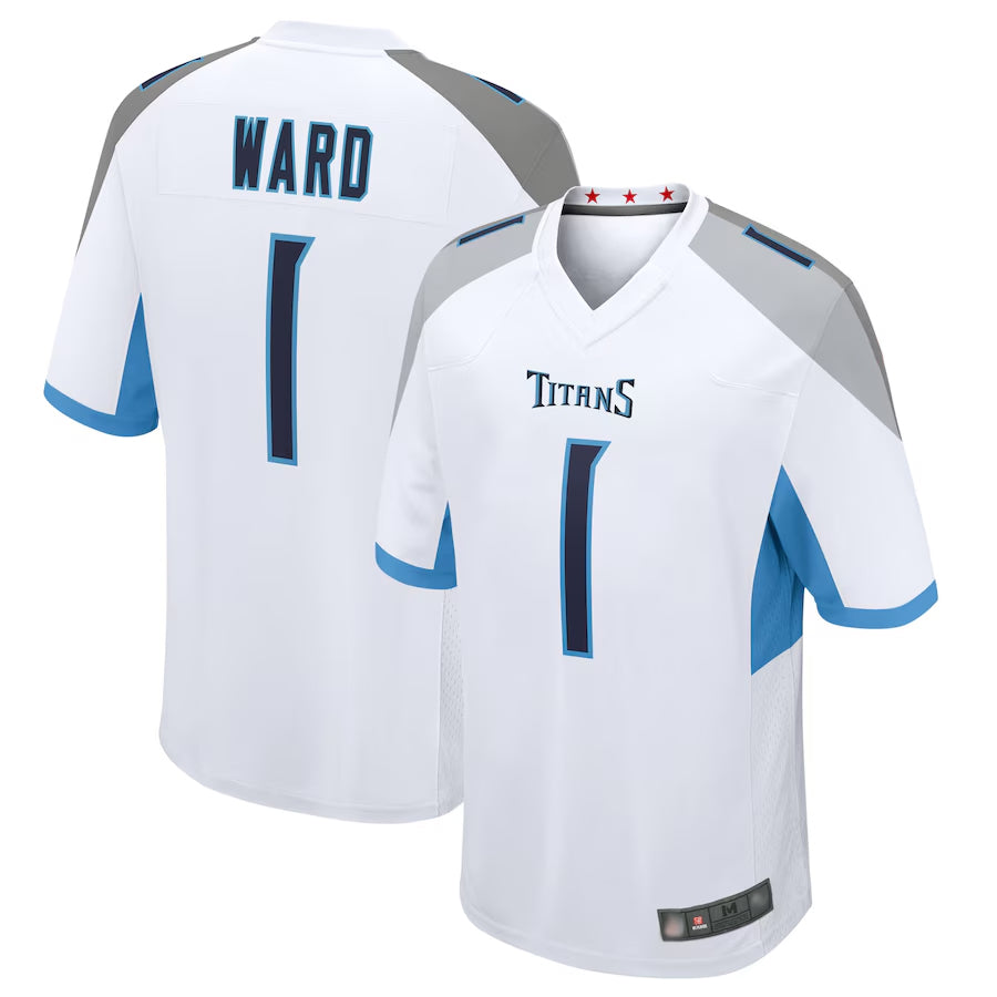 T.Titans #1 Cameron Ward Player White Game Football Jerseys football jersey product view 1