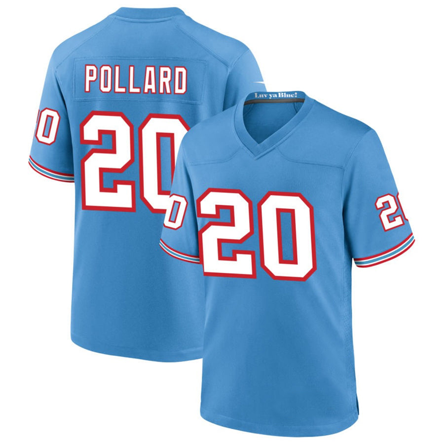 T.Titans #20 Tony Pollard Player Light Blue Throwback Alternate Game Football Jerseys football jersey product view 1