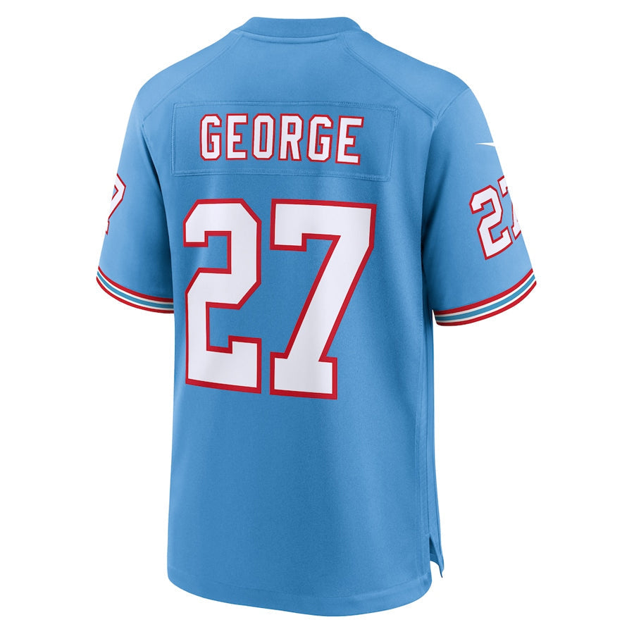 T.Titans #27 Eddie George Player Light Blue Throwback Alternate Game Football Jerseys football jersey product view 1