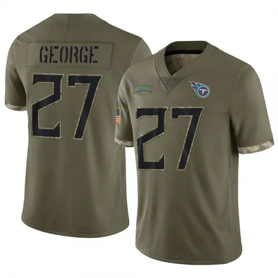 T.Titans #27 Eddie George Player Olive Salute To Service Limited Football Jerseys football jersey product view 1