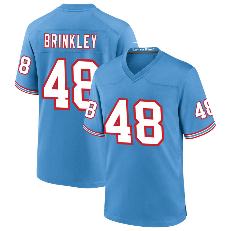 T.Titans #48 Beau Brinkley Player Light Blue Throwback Alternate Game Football Jerseys football jersey product view 1