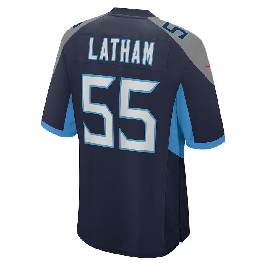 T.Titans #55 JC Latham Player Navy Home Game Football Jerseys football jersey product view 1