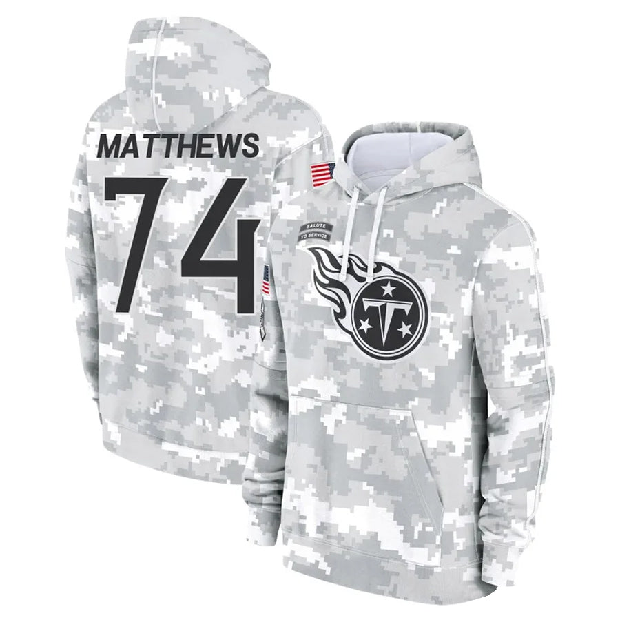 T.Titans #74 Bruce Matthews Player Arctic Camo Salute To Service Hoodies Game Football Jerseys football jersey product view 1