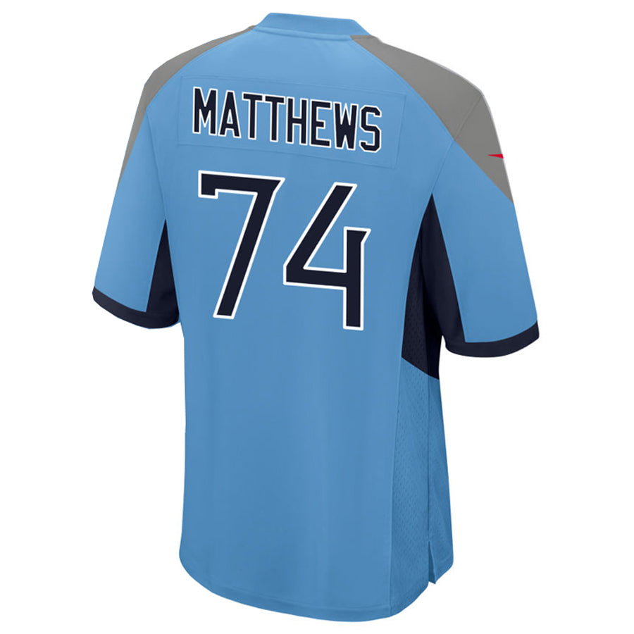 T.Titans #74 Bruce Matthews Player Light Blue Home Game Football Jerseys football jersey product view 1