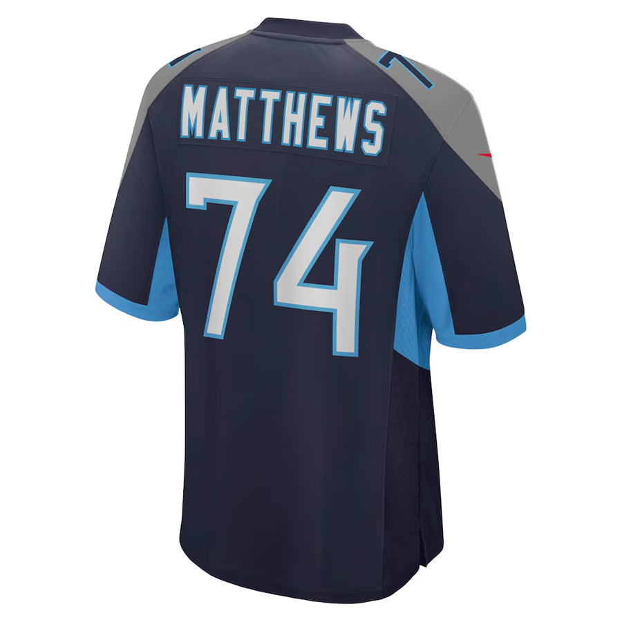 T.Titans #74 Bruce Matthews Player Navy Home Game Football Jerseys football jersey product view 1