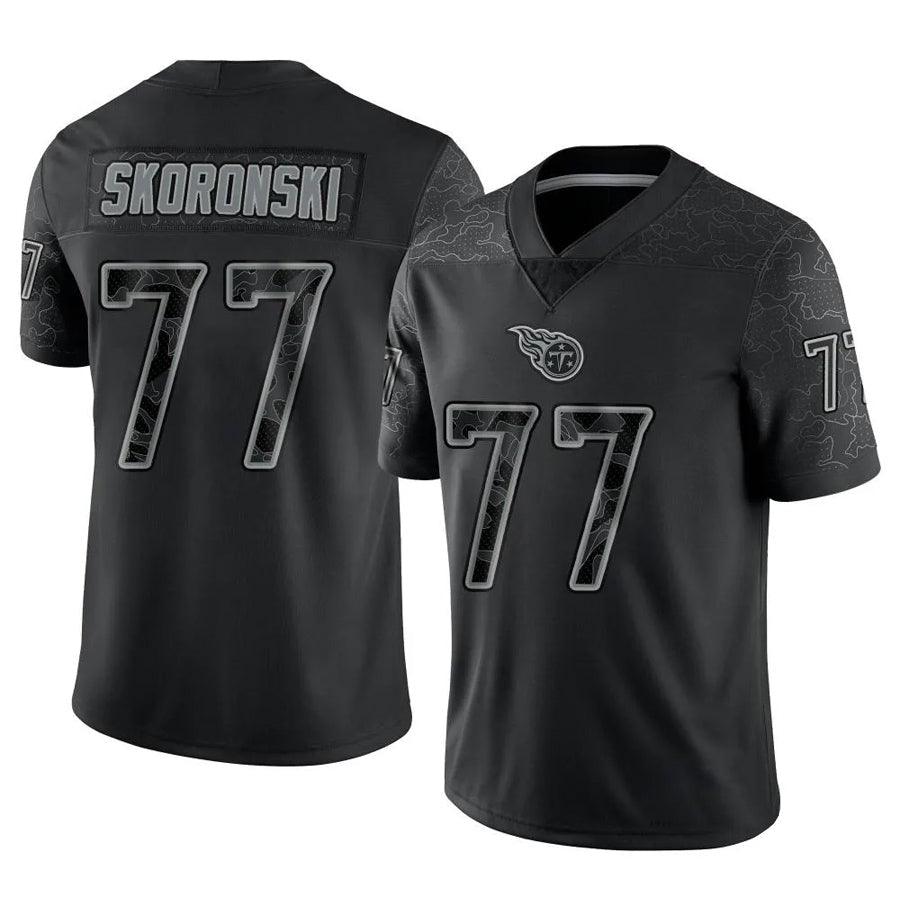 T.Titans #77 Peter Skoronski Player Black RFLCTV Limited Football Jerseys football jersey product view 1