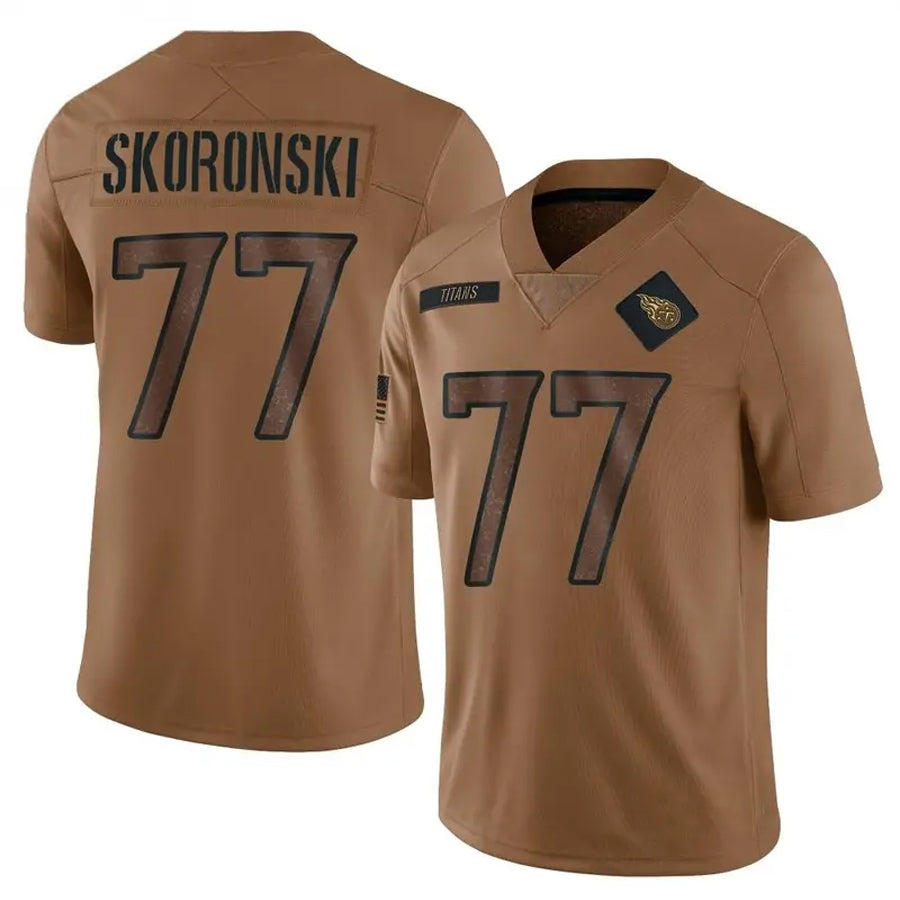 T.Titans #77 Peter Skoronski Player Brown Salute To Service Limited Football Jerseys football jersey product view 1
