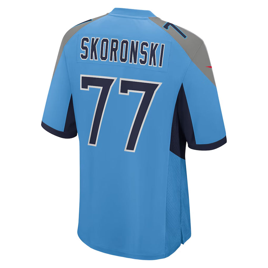 T.Titans #77 Peter Skoronski Player Light Blue Home Game Football Jerseys football jersey product view 1