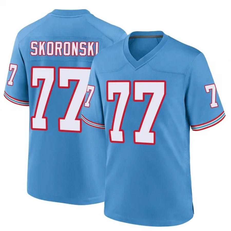 T.Titans #77 Peter Skoronski Player Light Blue Throwback Alternate Game Football Jerseys football jersey product view 1