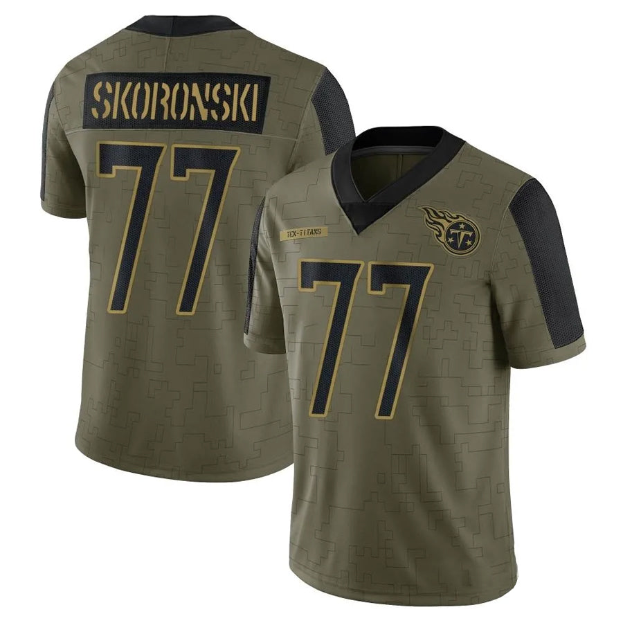 T.Titans #77 Peter Skoronski Player Olive Salute To Service Limited Football Jerseys football jersey product view 1