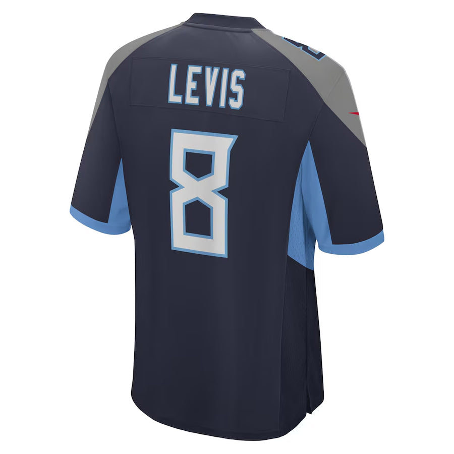 T.Titans #8 Will Levis Player Navy Home Game Football Jerseys football jersey product view 1