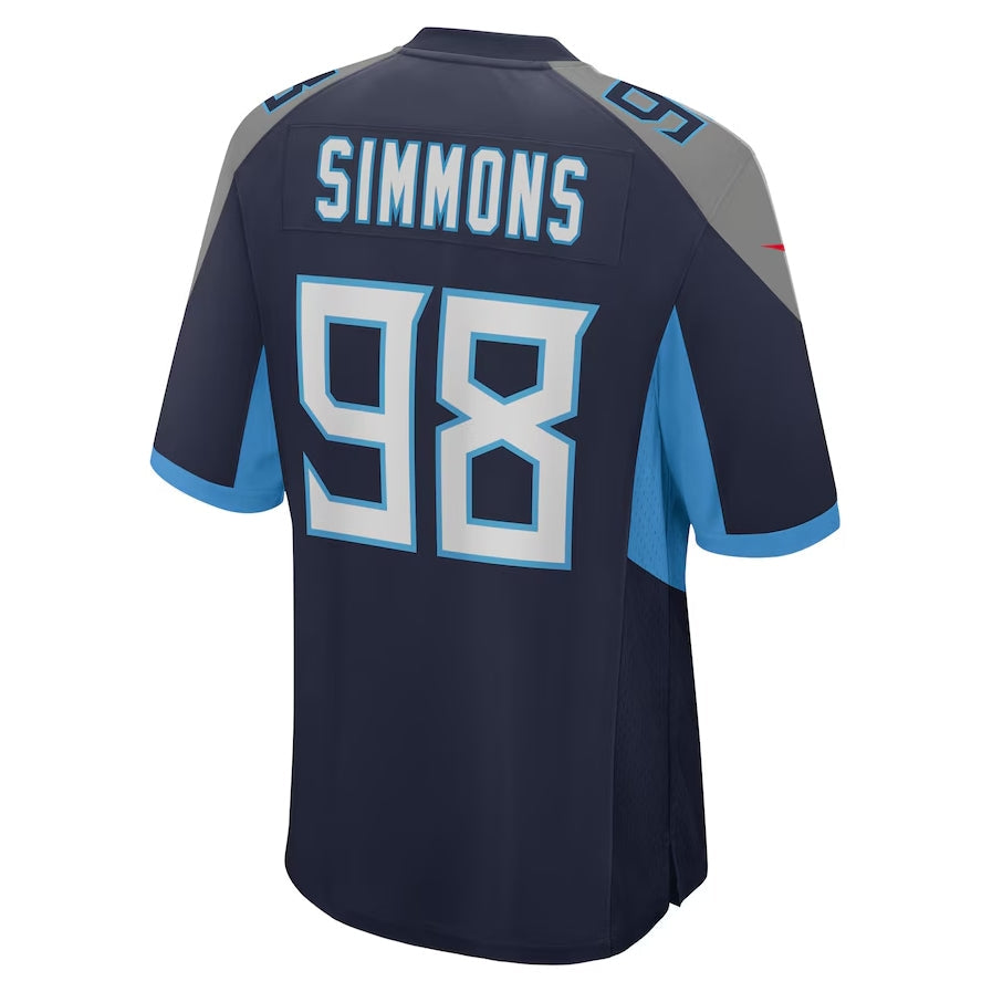 T.Titans #98 Jeffery Simmons Player Navy Game Stitched American Football Jerseys football jersey product view 1