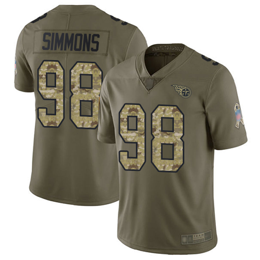 T.Titans #98 Jeffery Simmons Player Olive Salute To Service Limited Football Jerseys football jersey product view 1