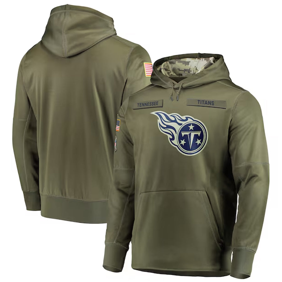 T.Titans Olive Salute to Service Pullover Hoodie Game Football Jerseys football jersey product view 1