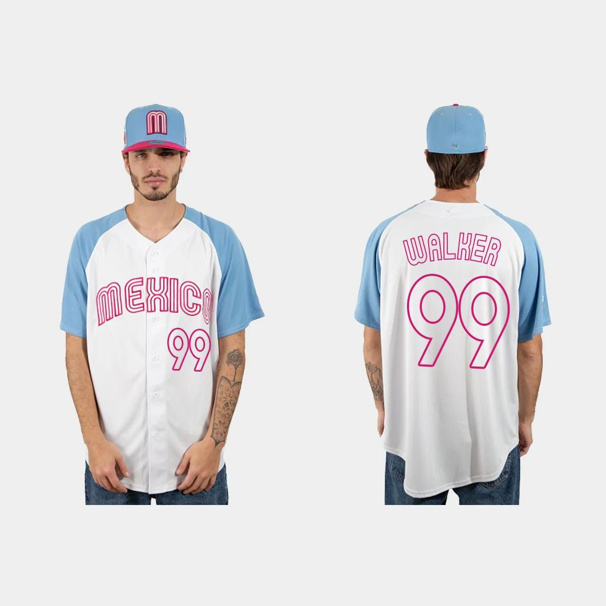 #99 TAIJUAN WALKER MEXICO BASEBALL 2023 WORLD BASEBALL CLASSIC JERSEY ¨C WHITE BLUE Stitches Baseball Jerseys baseball jersey product view 1