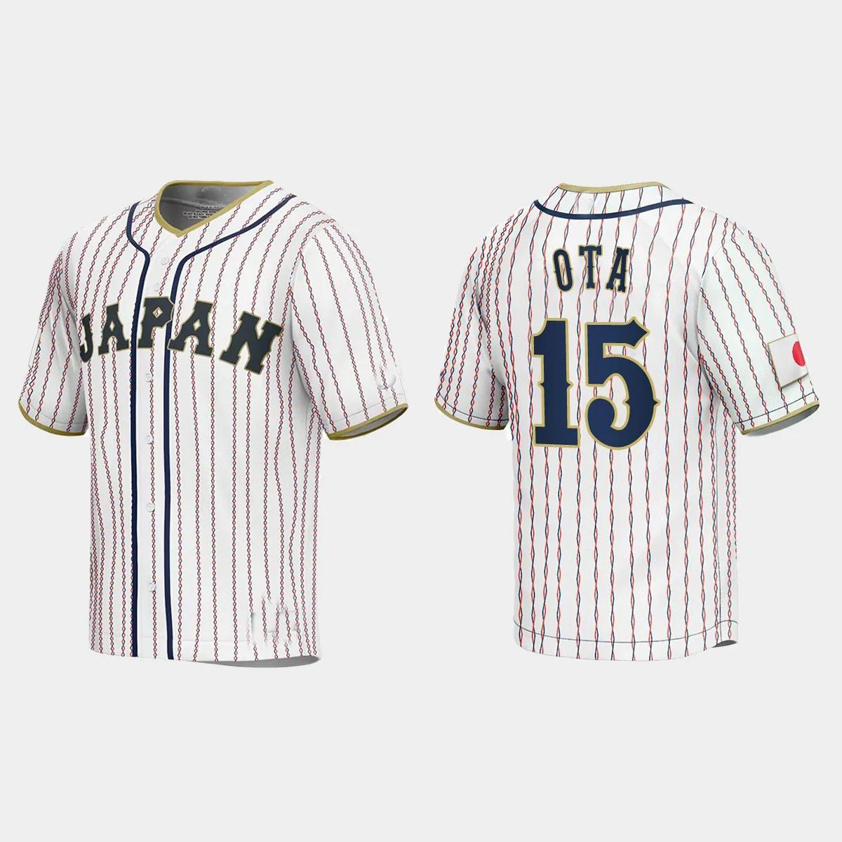 #15 TAISEI OTA JAPAN BASEBALL 2023 WORLD BASEBALL CLASSIC JERSEY ¨C WHITE Stitches Baseball Jerseys baseball jersey product view 1