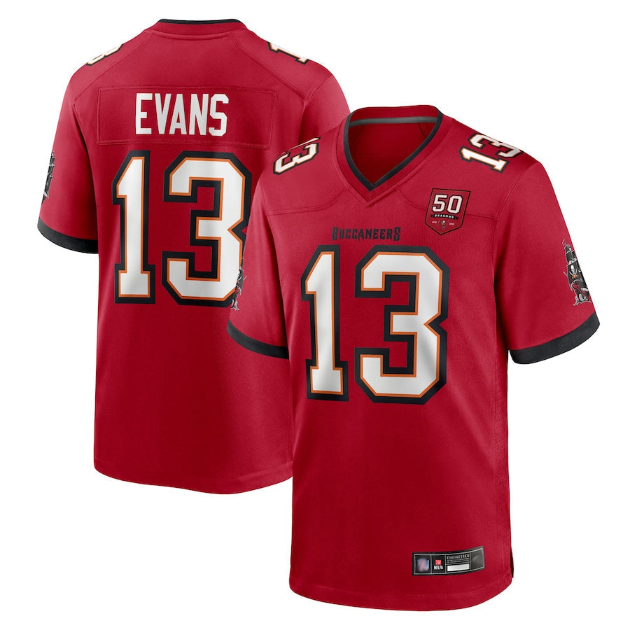 TB.Buccaneers #13 Mike Evans Player Red 50th Anniversary Game Football Jerseys football jersey product view 1