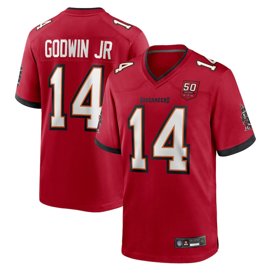 TB.Buccaneers #14 Chris Godwin Jr. Player Red 50th Anniversary Game Football Jerseys football jersey product view 1