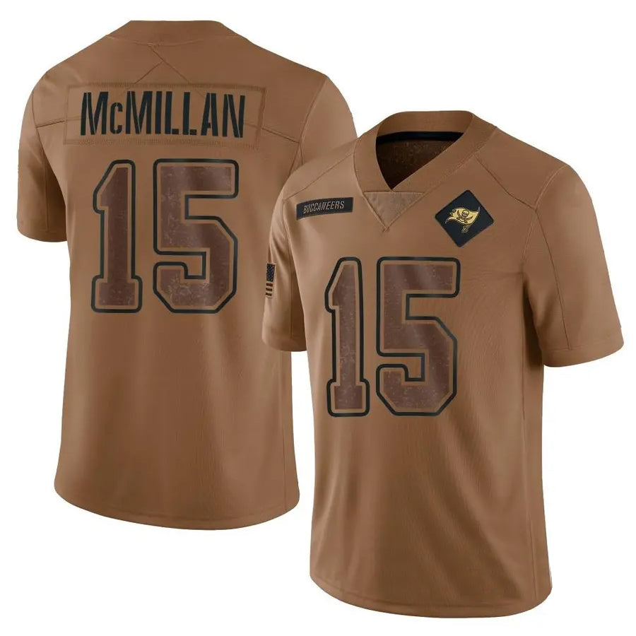 TB.Buccaneers #15 Jalen McMillan Player Brown Salute To Service Limited Football Jerseys football jersey product view 1