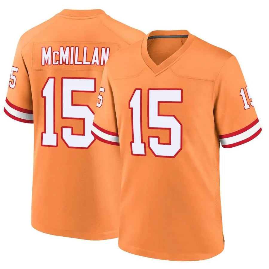 TB.Buccaneers #15 Jalen McMillan Player Orange Game Football Jerseys football jersey product view 1