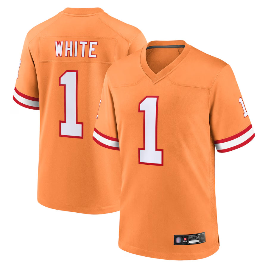 TB.Buccaneers #1 Rachaad White Player Orange Game Football Jerseys football jersey product view 1