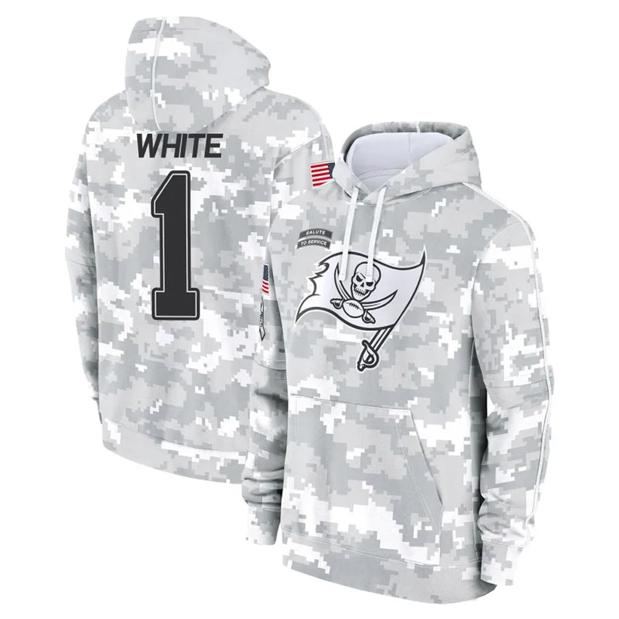 TB.Buccaneers #1 Rachaad White Player Salute to Service Hoodies Football Jerseys football jersey product view 1