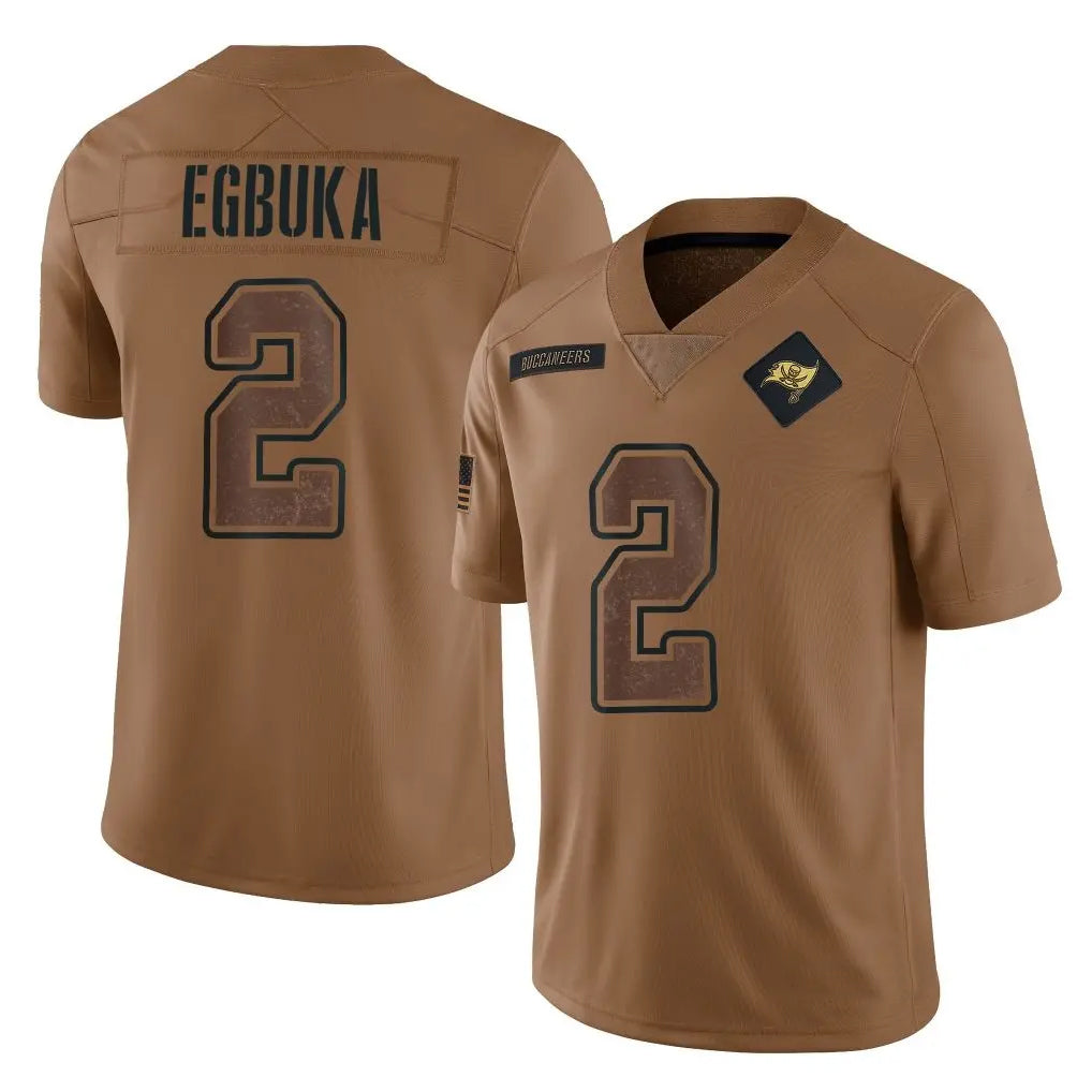 TB.Buccaneers #2 Emeka Egbuka Player Brown Salute To Service Limited Football Jerseys football jersey product view 1
