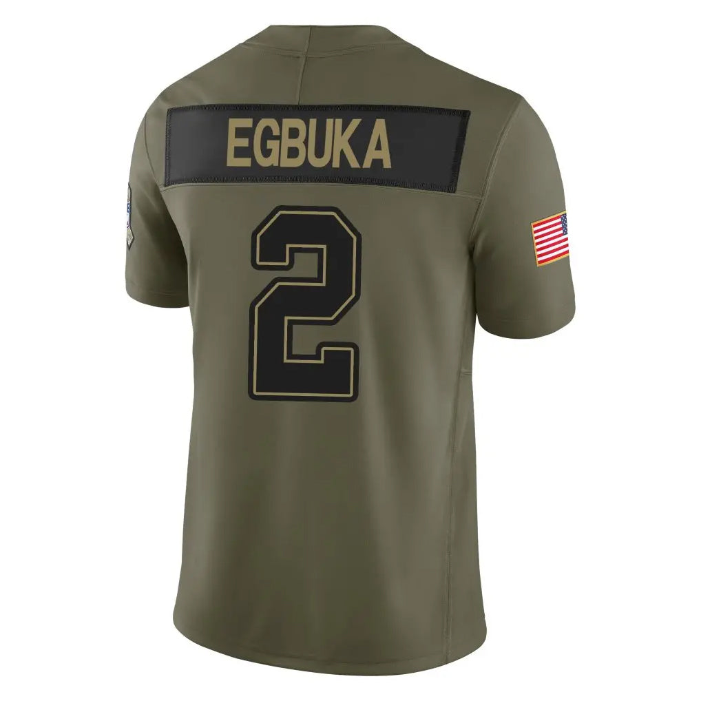 TB.Buccaneers #2 Emeka Egbuka Player Salute to Service Limited Olive Football Jerseys football jersey product view 1