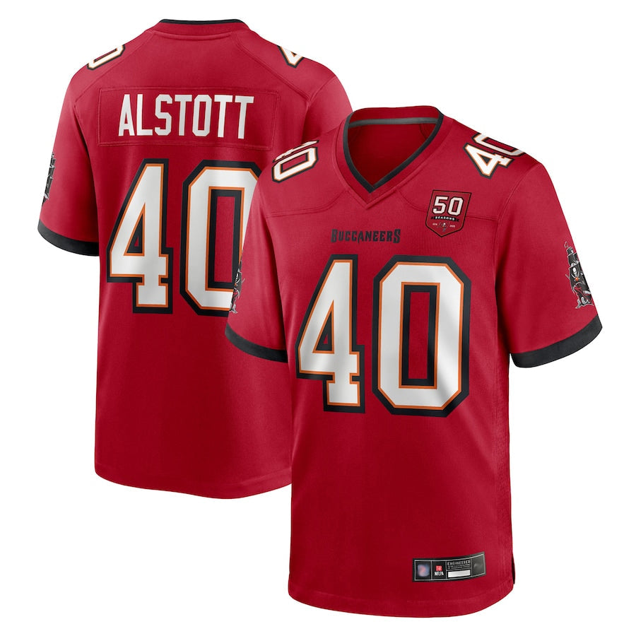 TB.Buccaneers #40 Mike Alstott Player Red 50th Anniversary Game Football Jerseys football jersey product view 1