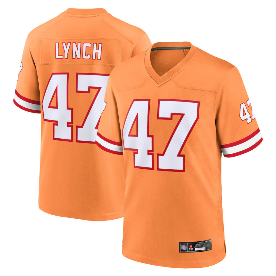 TB.Buccaneers #47 John Lynch Player Orange Throwback Game Football Jerseys football jersey product view 1
