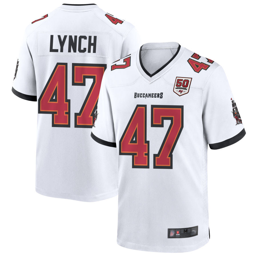 TB.Buccaneers #47 John Lynch Player White 50th Anniversary Game Football Jerseys football jersey product view 1