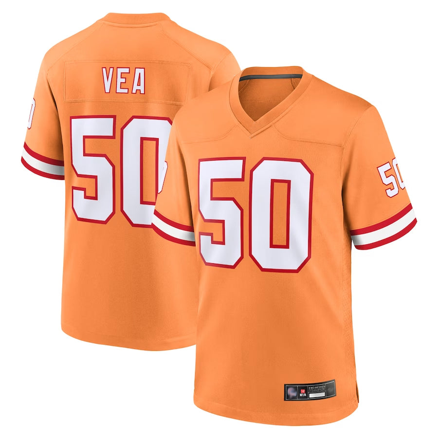 TB.Buccaneers #50 Vita Vea Player Orange Throwback Game Football Jerseys football jersey product view 1