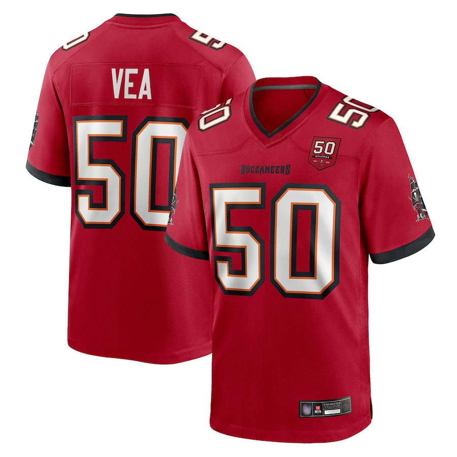 TB.Buccaneers #50 Vita Vea Player Red 50th Anniversary Game Football Jerseys football jersey product view 1