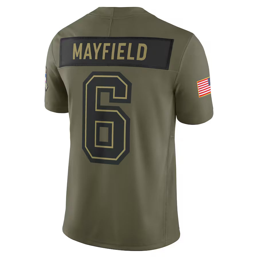 TB.Buccaneers #6 Baker Mayfield Player Olive Salute to Service Limited Football Jerseys football jersey product view 1