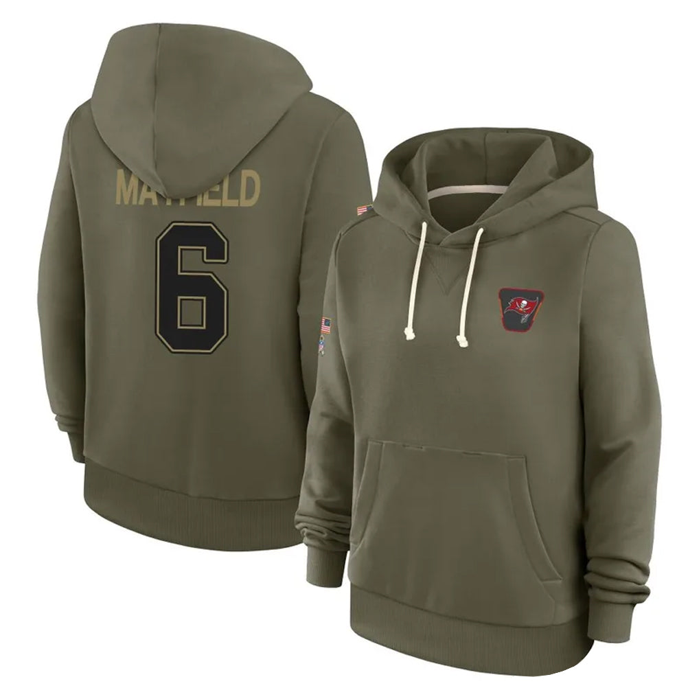TB.Buccaneers #6 Baker Mayfield Player Salute to Service Olive Hoodies Football Jerseys football jersey product view 1