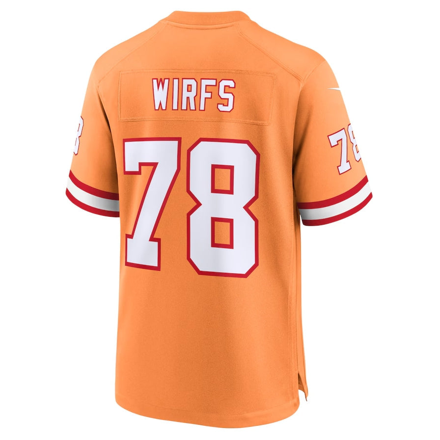 TB.Buccaneers #78 Tristan Wirfs Player Orange Throwback Game Stitched American Football Jerseys football jersey product view 1