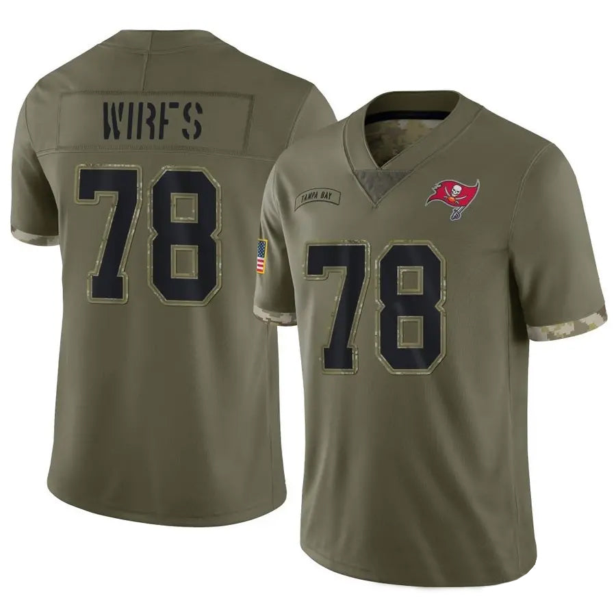 TB.Buccaneers #78 Tristan Wirfs Player Limited Olive Salute To Service Football Jerseys football jersey product view 1