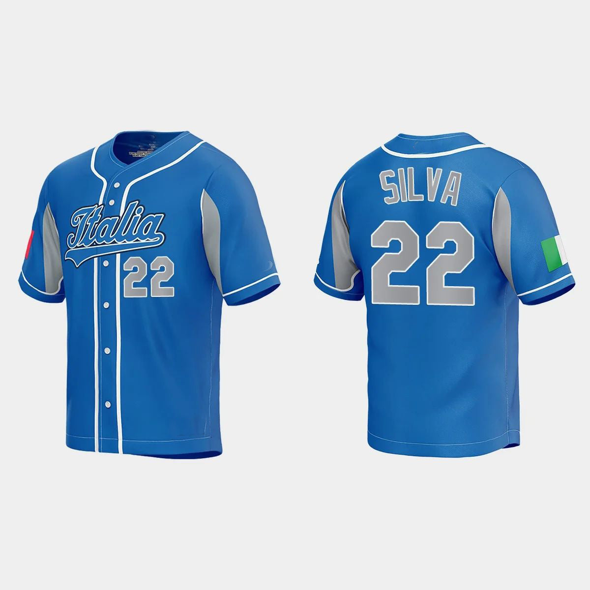 #22 TIAGO DA SILVA ITALY BASEBALL 2023 WORLD BASEBALL CLASSIC JERSEY ¨C ROYAL Stitches Baseball Jerseys baseball jersey product view 1