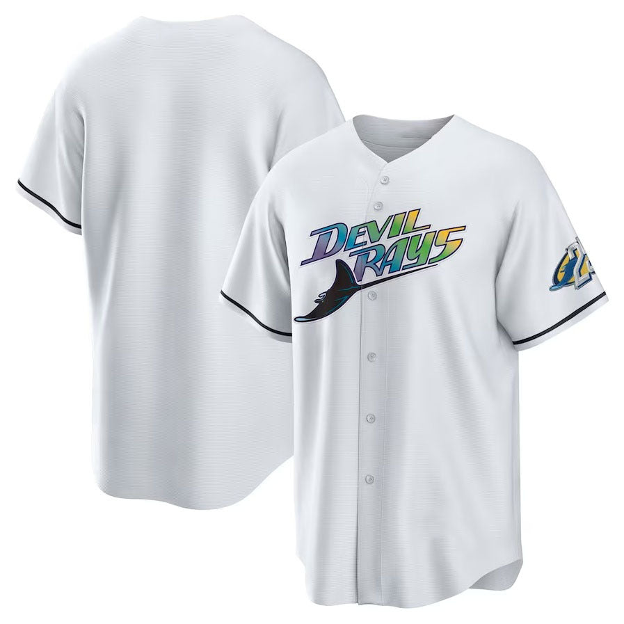 Tampa Bay Rays 25th Anniversary Home Replica Team Jersey - White Stitched Baseball Jersey baseball jersey product view 1