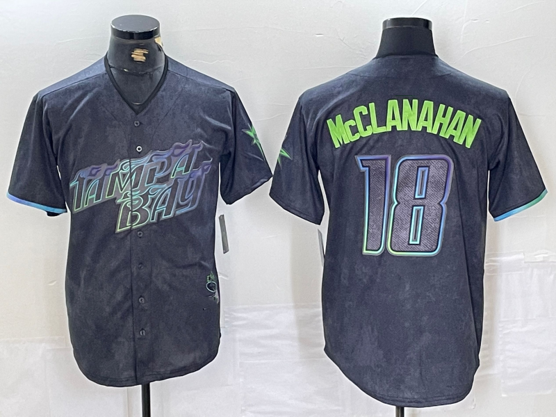 Tampa Bay Rays #18 Shane McClanahan Charcoal 2024 City Connect Limited Stitched Baseball Jerseys baseball jersey product view 1