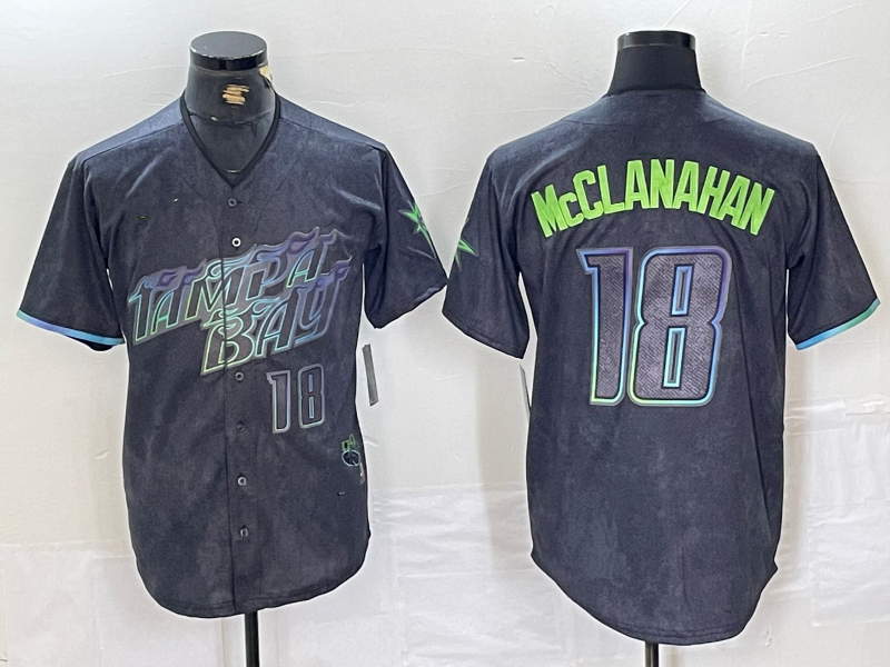 Tampa Bay Rays #18 Shane McClanahan Number Charcoal 2024 City Connect Limited Stitched Baseball Jerseys baseball jersey product view 1