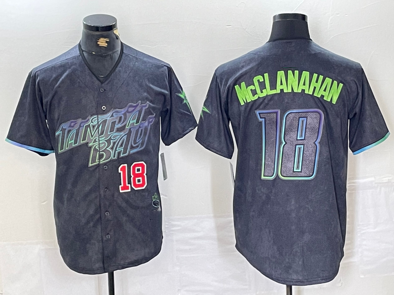 Tampa Bay Rays #18 Shane McClanahan Number Charcoal 2024 City Connect Limited Stitched Baseball Jerseys baseball jersey product view 1