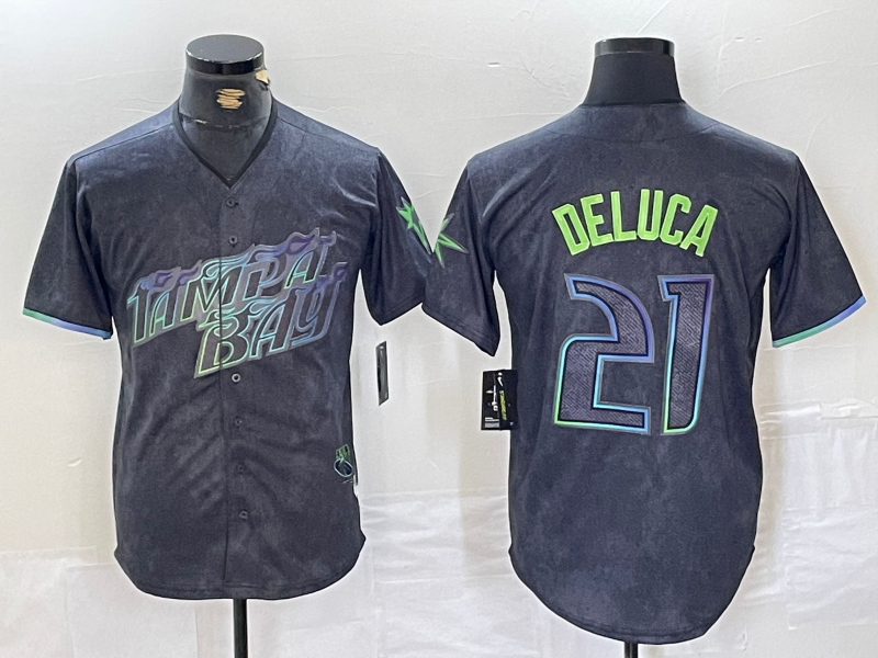 Tampa Bay Rays #21 Jonny DeLuca Charcoal 2024 City Connect Limited Stitched Baseball Jersey baseball jersey product view 1